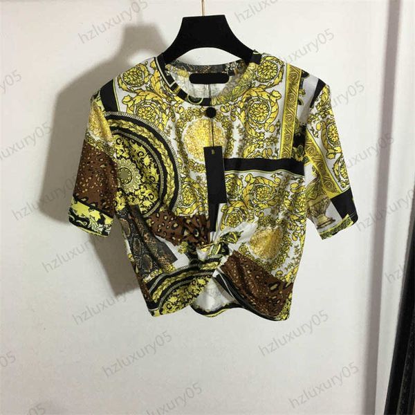 

fashion t shirt leopard-print match color vintage pattern decorative crewneck pullover t shirts waist pin kink design bare waist short wome, White