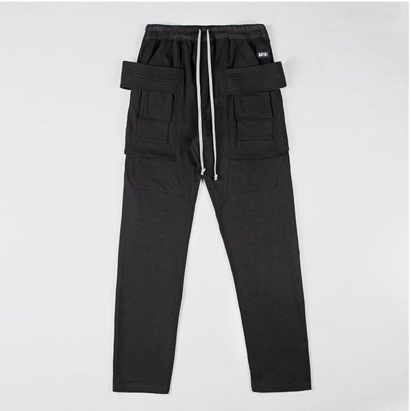 

pants 2022 autumn new men's microelasticity outdoor loose casual trousers gray medium waist pockets cotton trendy straight pants, Black