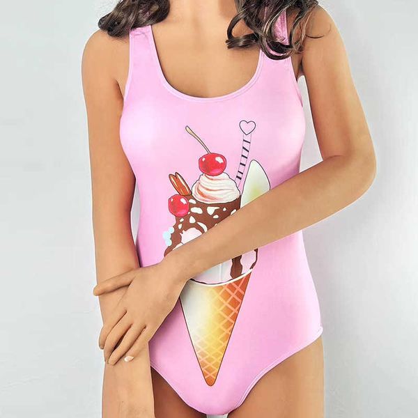 

piece new one cute pink ice cream pattern spring parent-child swimsuit