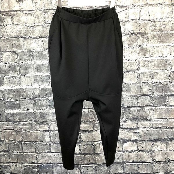

pants japanese simple loose feet big crotch pants autumn and winter trendy men's dark stretch thin harem pants pure black casual pants