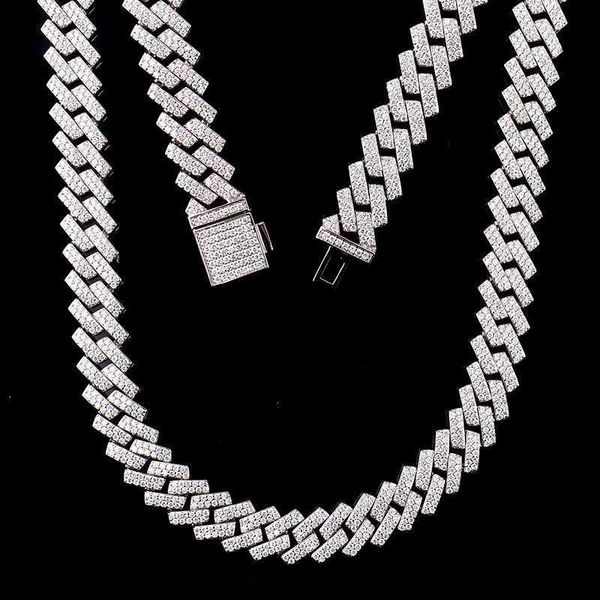 

full iced out 12mm real diamond cuban link chain 10k gold thick miami cuban link chain hip hop rapper cuban necklace mens gift, Silver