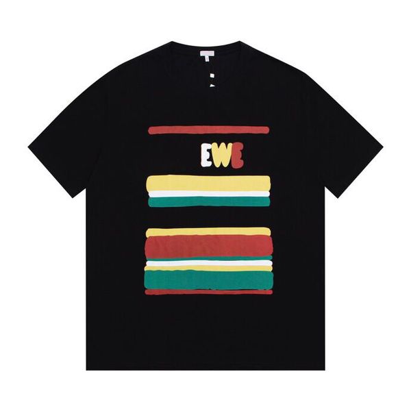 

summer new short sleeve t shirt double yarn fabric stereo letter shirt printing women men's round neck t shirt original sweatshirt polo, Black;brown