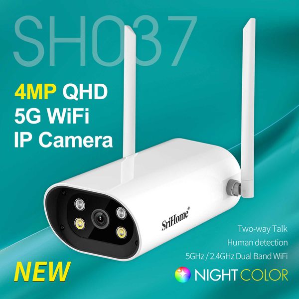 

board cameras srihome sh037 4 mp ip camera dual 245g wifi outdoor waterproof color night vision human detection security protection cctv cam