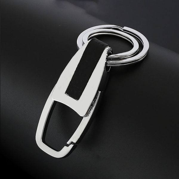 

new classic design black leather key chain ring car chains for gift, Slivery;golden