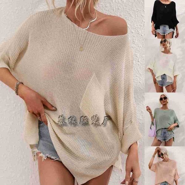 

spring and summer 2023 new women's knitting loose solid color fashion pullover needleb8v2, White