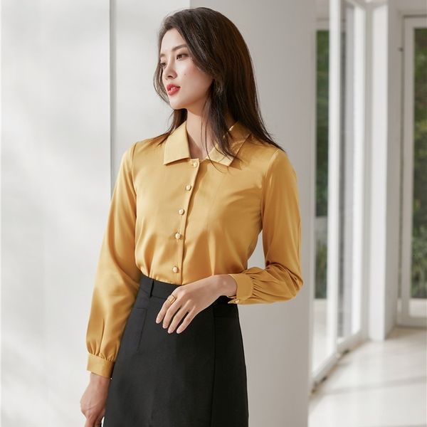 

women's blouses shirts fashion women blouses shirts yellow female long sleeve ladies work office uniform ol 230428, White