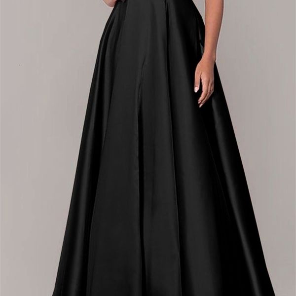 

skirts zanzea bohemian women satin silk long cotton solid elegant loose sundress femme elastic waist oversized casual dresses 230427, Black