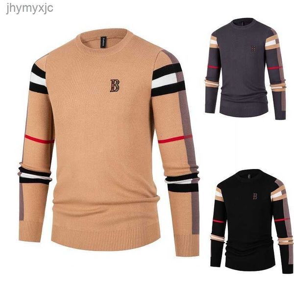 

men's sweaters fall winter high end designer knitwear men classic casual stripe plaid pullovers mens business brand soft warm 221124 sa, White;black