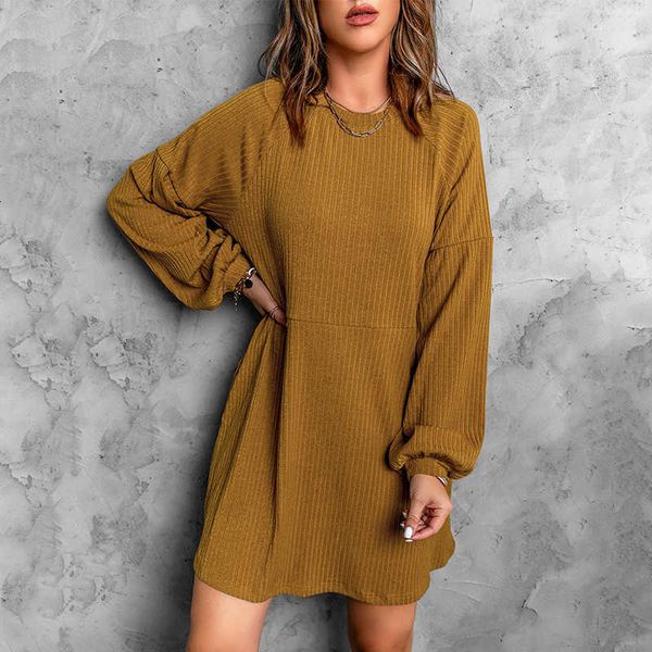 

winter shiying autumn wool dress solid color imitation cotton pit strip jumpsuit short skirt long sleeve knitted sweater, Black;gray
