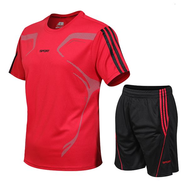 

mens tracksuits men fashion sets summer suit fitness suit quickdrying shortsleeved shorts tracksuit men oneck solid sportswear twopiece 2304, Gray
