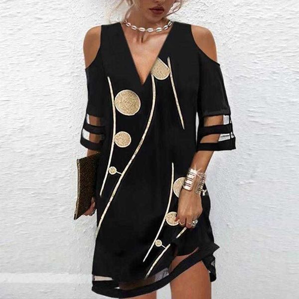 

summer v neck positioning flower dress mesh short sleeve fashion womens wear, Black;gray