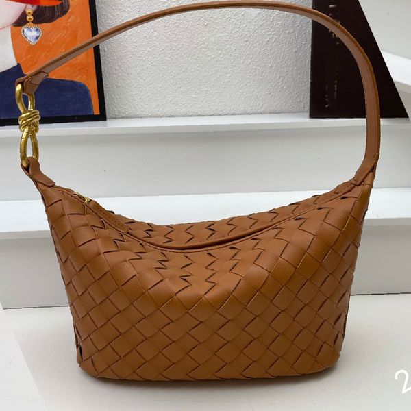 

hobo knot underarm bag handwoven handbag women shoulder bags genuine leather designer tote purse cowhide fashion letter zipper open clutch