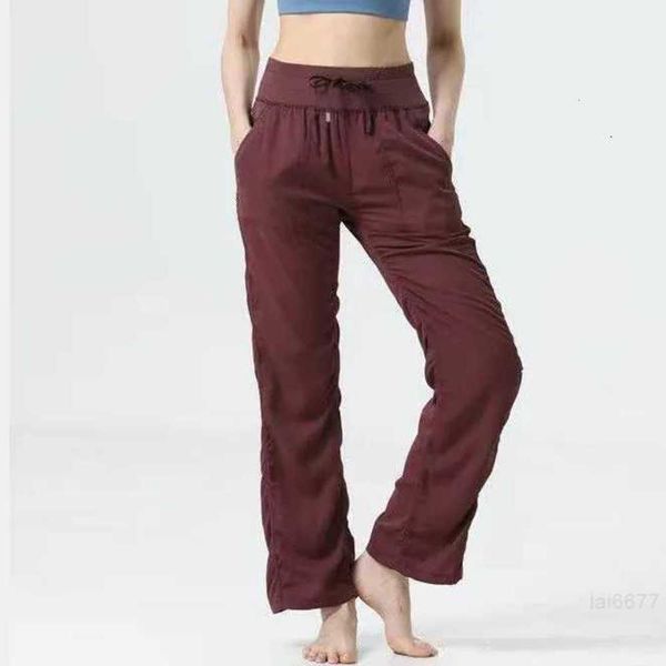 

lulus yoga outfits suit 2022 new dance studio women's mid rise pants casual slim and versatile business loudspeaker wide leg70