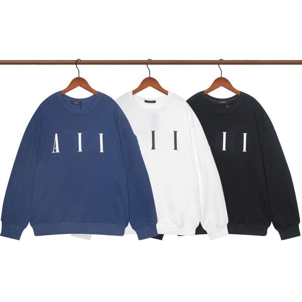 

High quality hoodie men designer sweater autumn long-sleeved T-shirt fashiona solid color pullover bottoming shirt round neck sweatshirt top, Blue