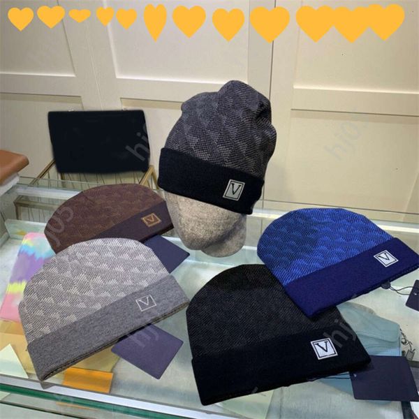 

Plaid designer beanie designer hats for men knitted bonnets winter hat fall thermal skull cap ski travel classical luxury beanies brown black grey keep warm9999, 5#
