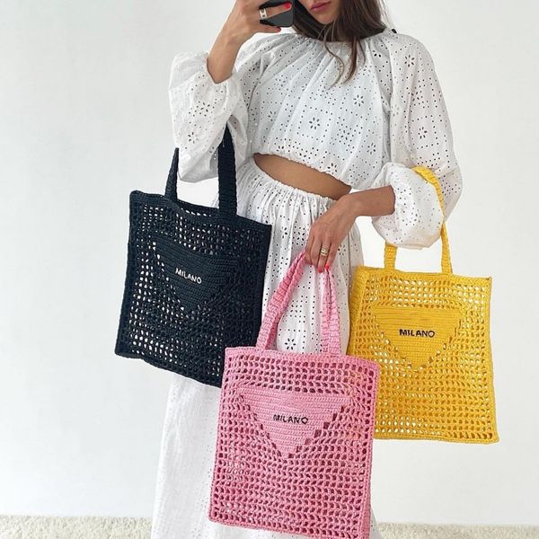 

7a quality luxury bag designer raffia straw tote summer women's mens weave beach bags hollow out handbag clutch tote crossbody travel f