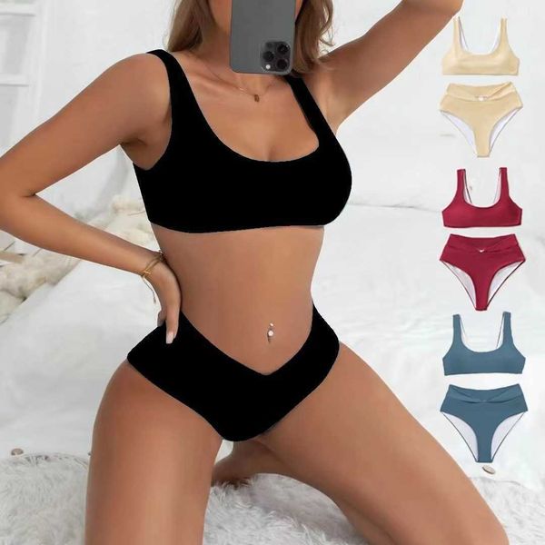 

new style 2023 solid color slim swimsuit women bikini swimsuit women