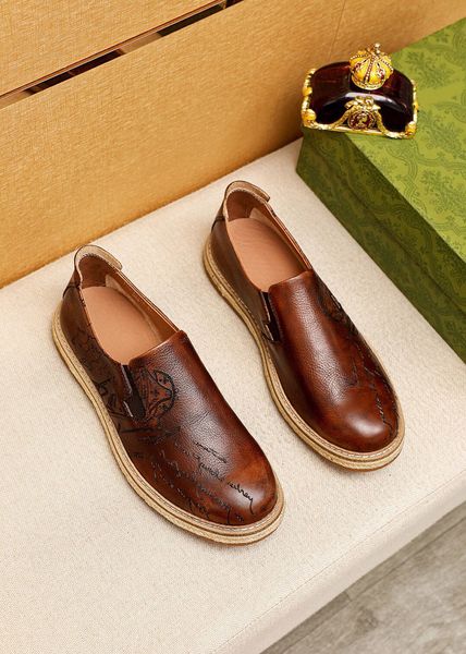 

new 2023 men fashion formal party dress shoes business men's genuine leather brand casual breathable flats size 38-45, Black