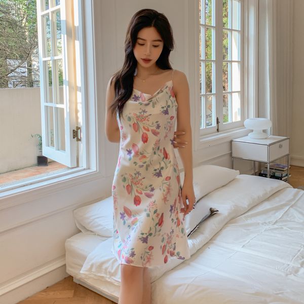 

pyjamas women's pajamas night dress home clothes nightwear romantic flowers lingerie nightgown bridesmaid dress women's sleepwear, Black;white