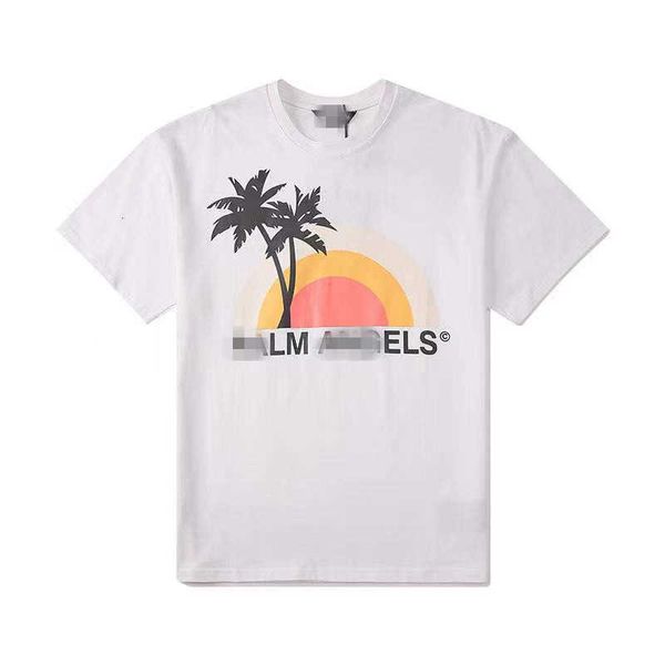 

angel coconut chaopai sun print t-shirt loose couple letter short sleeve, White;black