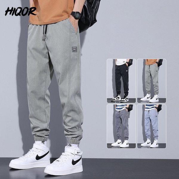 

pants hiqor 2023 men's harem pants spring summer thin streetwear trousers male cotton jogging sports sweatpants men clothing joggers, Black