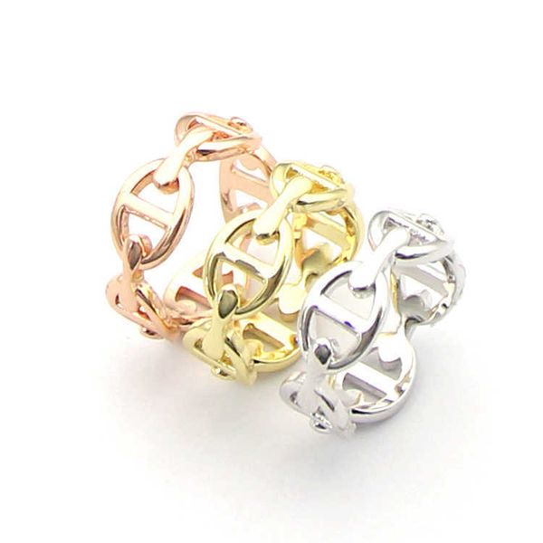 

hermm classic ring fashion brand 316l stainless steel love finger h with crystal multicolors plating style lovers jewelry 6mm wide no box228, Silver