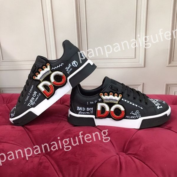

designer casual shoes calf leather sneaker fashion lady white flat platform runners trainers for mens shoe sneakers, Black