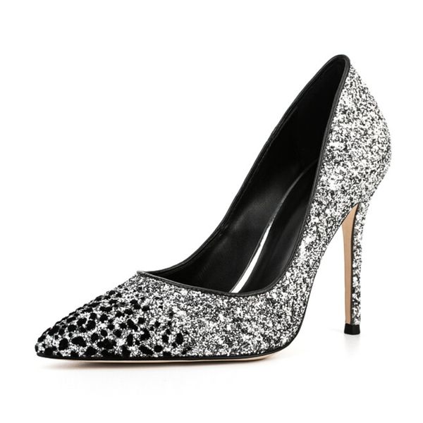 

2023 big size 43 45 47 high heels pumps womens fashion pointed toe designer printed runway model shoes 8.5 /  / 12 cm, Black