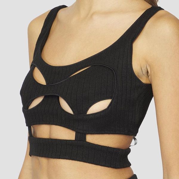 

tanks boozrey irregular hollow round neck solid color slim girl backless tank summer new women's clothing y2k top, Black;white