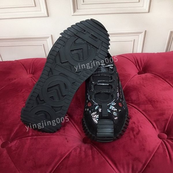 

r quality sneakers mens shoes print check trainer platform trainers striped sneaker suede shoes, Black