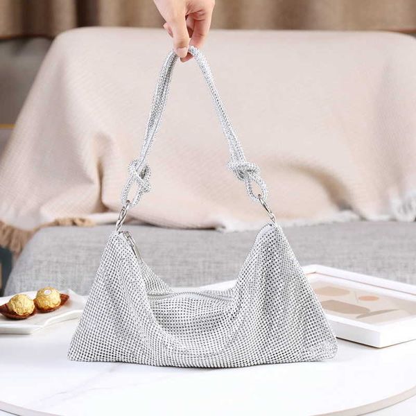 

evening bags handle shining crystal rhinestones clutch purses and handbag luxury designer silver shoulder purse party 230427