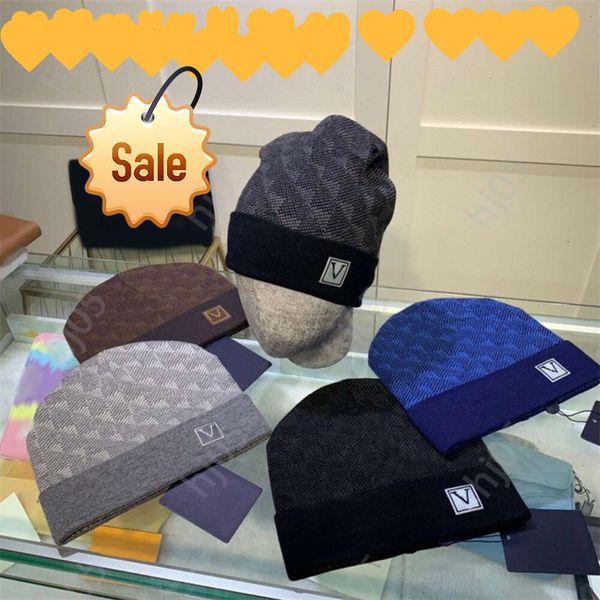 

Plaid designer beanie designer hats for men knitted bonnets winter hat fall thermal skull cap ski travel classical luxury beanies brown black grey keep warm5511, 3#