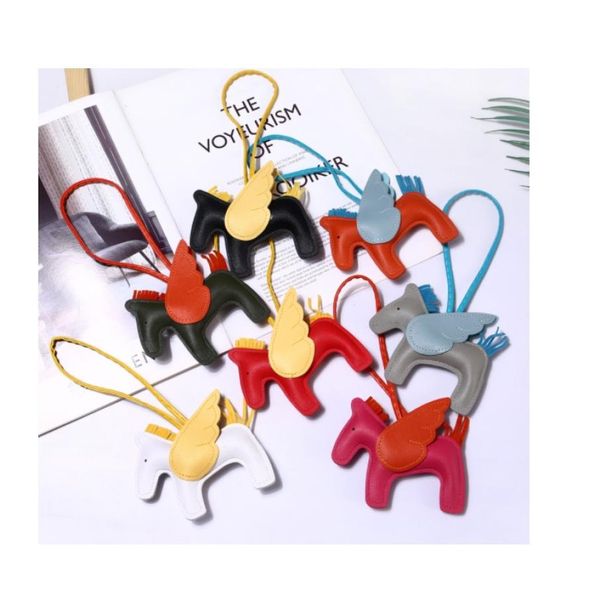 

women039s bag car pendant highend handmade pu handbag key chains tassel flying rodeo horse bag charm6174547, Black