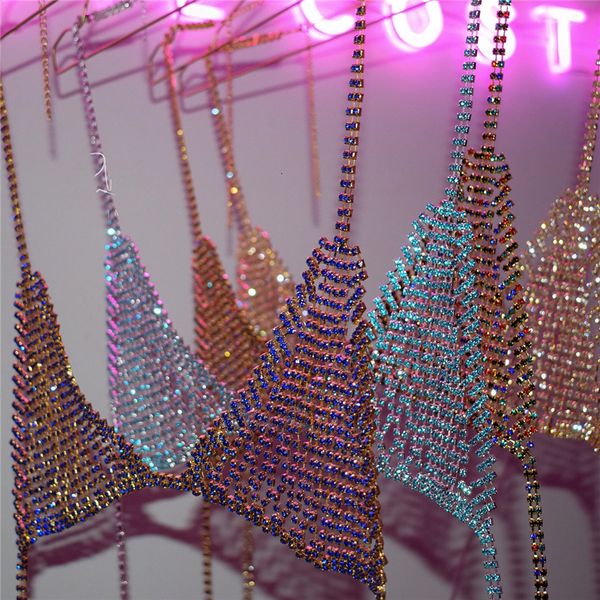

belly chains bra rantai tubuh berlian imitasi jaring mewah lingerie harness bikini kristal modis payudara seksi hadiah hari valentine wanita, Silver
