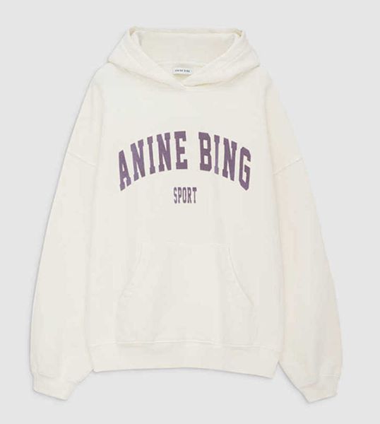 

anine b 2023 a bing harvey sweatshirt hooded purple letters print hoodies designer loose fleece hoodies fashion pullovers, Black