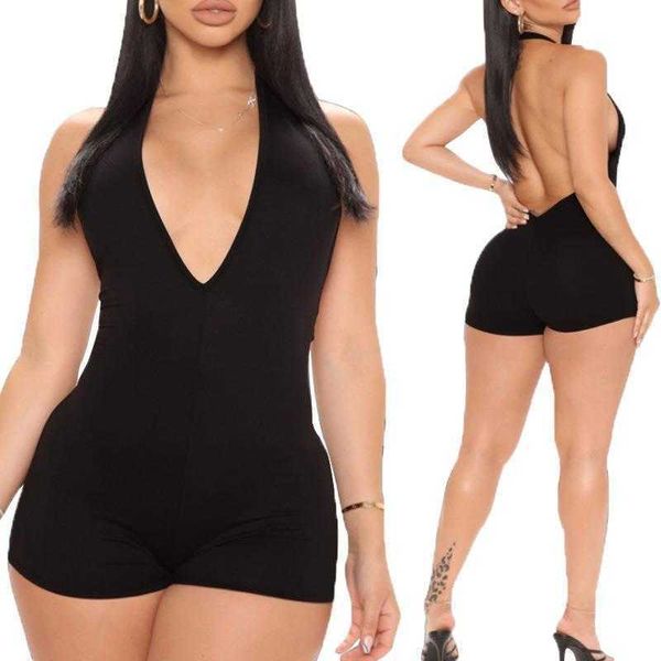 

spring summer dress v neck backless tight jumpsuit womens girl sleeveless, Black;gray