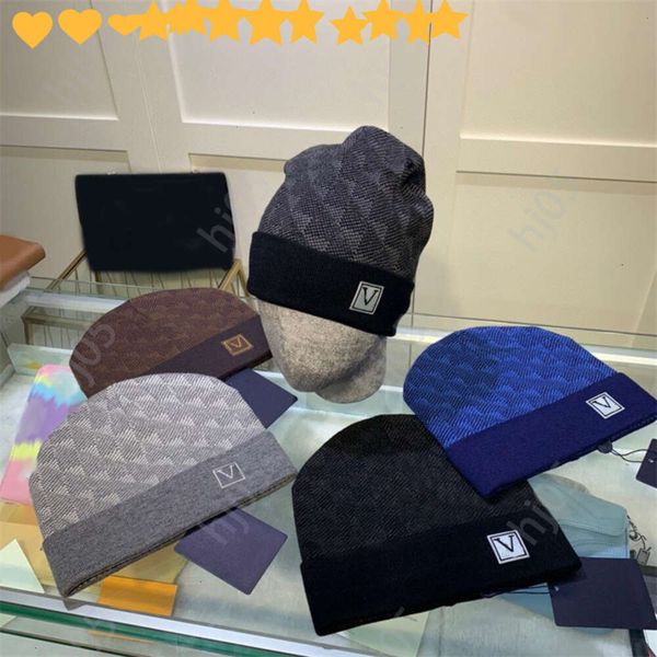 

Plaid designer beanie designer hats for men knitted bonnets winter hat fall thermal skull cap ski travel classical luxury beanies brown black grey keep warmq1111111, 5#
