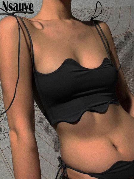 

t-shirt nsauye y2k casual sleeveless strap black crop club 2022 summer backless mini vest short tank streetwear female, White