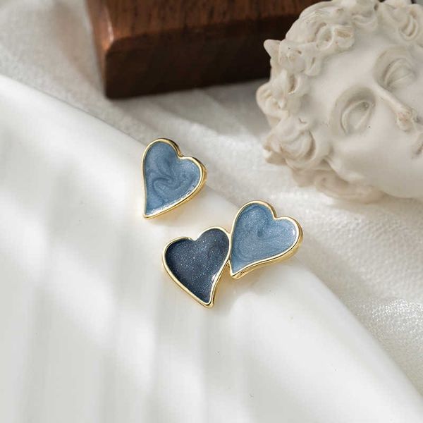 

charm kpop dua warna nada berbagai anting-anting kancing enamel hati mutiara geometris untuk wanita anting-anting gadis manis asimetris yang, Golden
