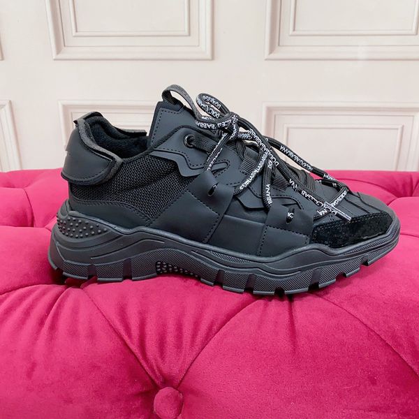 

luxury designer casual shoes classic men women calfskin shoes vintage sneakers reflective sneaker print 0412, Black