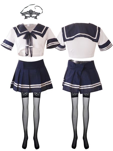 

set pakaian dalam erotis babydoll kostum peran wanita seksi cosplay seragam siswa gadis sekolah pelayan rok mini gaun 230427, Red;black