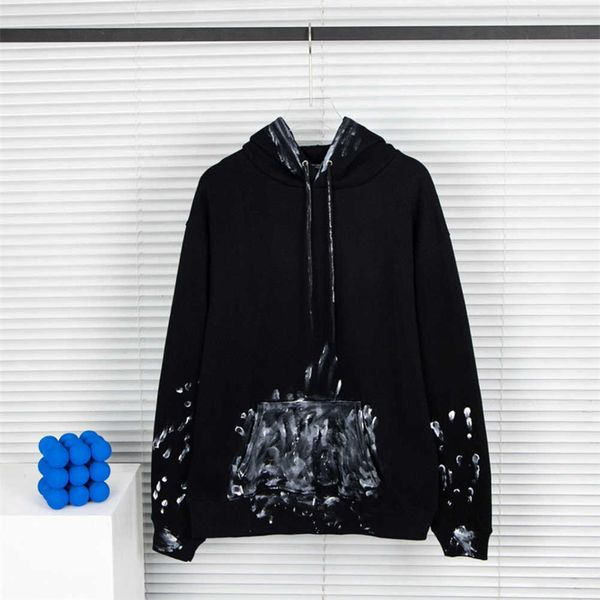 

hooded sweatshirt balencaigaity luxury design wrinkle resistant men women hooded pullover high street print winter 05-016 4znd, Black