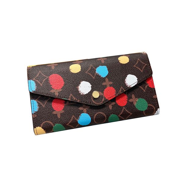 

23 women sarah long wallets co-branding color spot graffiti handbag classic flower luxurys designers bag victorine travel wallet zippy coin, Red;black