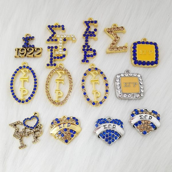 

charms 20 buah banyak jenis yunani asrama sigma gamma rho huruf berlian imitasi jimat gelang kalung pesona untuk wanita perhiasan 230427, Bronze;silver