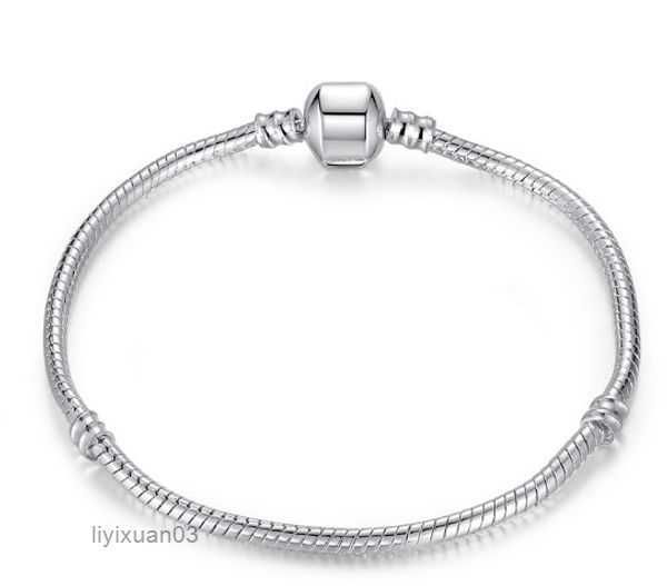 

charm bracelets 925 sterling silver 3mm snake chain fit pandora s bead bangle bracelet fashion jewelry diy gift for men women 1 6o9c, Golden;silver