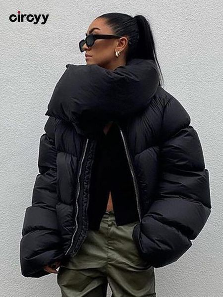 

leather winter jackets women coats oversized black bubble 2022 scarf collar puffer short jackets high street outwear casual parka