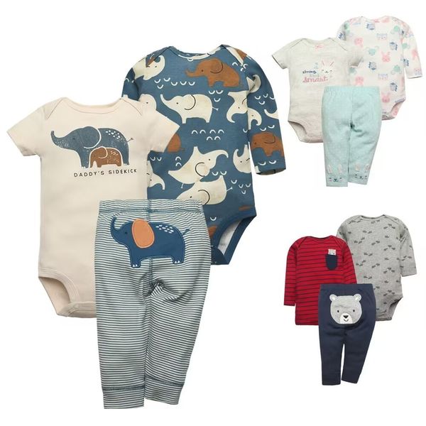 

rompers baby boys girls clothes set 100% cotton bodysuits pants summer cartton born infant bebe clothing 230427, Blue