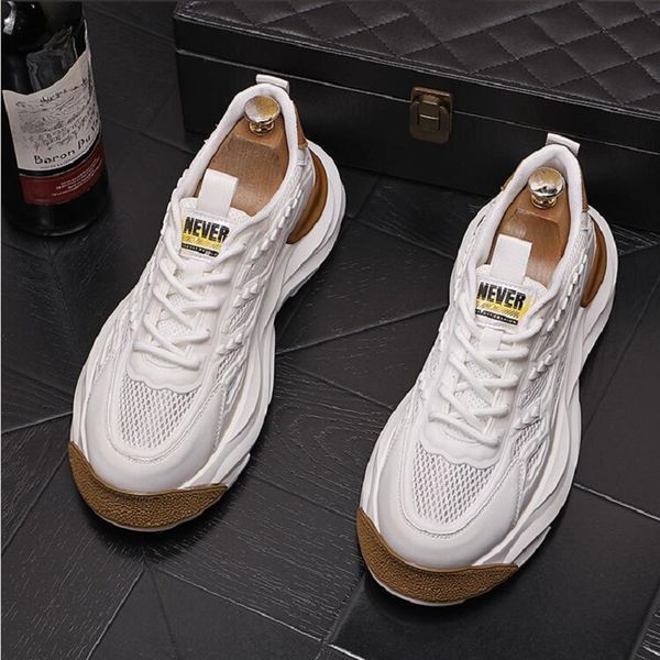 

2023 spring summer new mesh breathable platform shoes trend sports casual light small white shoes d2h38, Black