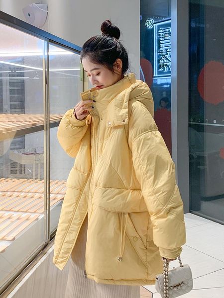 

parkas ailegogo winter women hooded 90% white duck down long parkas casual female pocket loose thick warm down coat snow outwear, Black