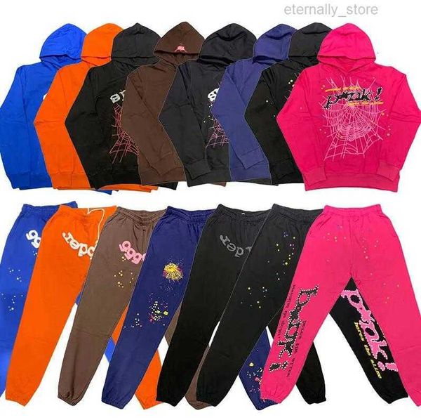 

mens hoodies sweatshirts 2023 sp5der young thug 555555 angel pullover pink red hoodye pants men quality shoe sp5ders printing spider web sw, Black